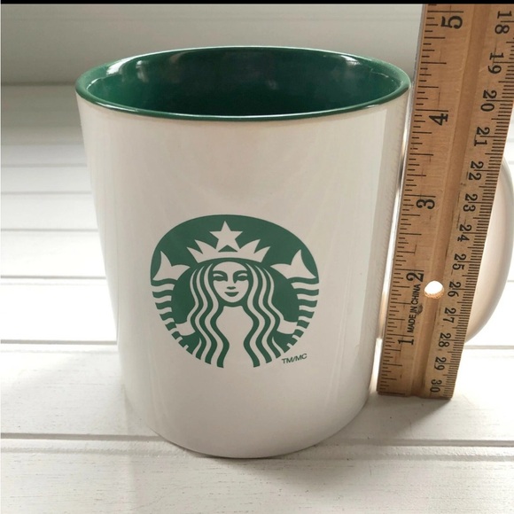 Starbucks 2012 Classic Siren Logo Coffee Mug White Green Interior 14oz new - Picture 3 of 9